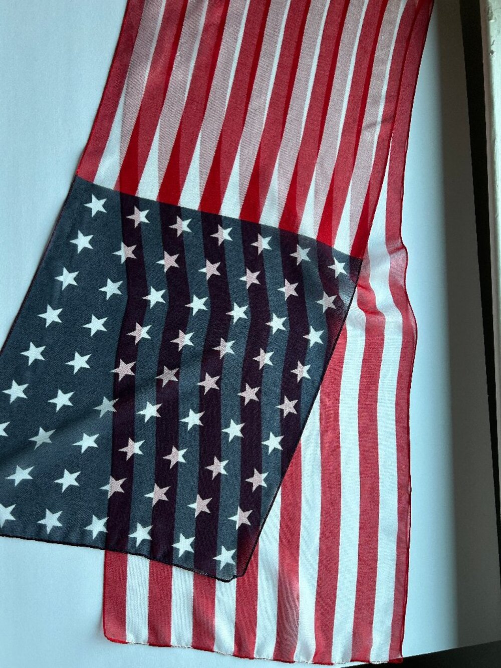 Lightweight Chiffon Scarf USA Flag Stars & Stripes 4th of July Patriotic Oblong